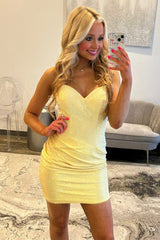 Sparkly Sweetheart Short Tight Beaded Homecoming Dress with Ruched Detail