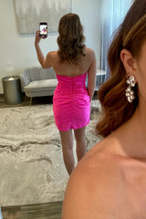 Stunning Strapless Cutout Short Tight Homecoming Dress with Ruched Detail
