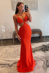 Stylish Mermaid Prom Dress with Glitter Finish Spaghetti Straps Keyhole Back and Beading