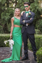 Stylish Mermaid One Shoulder Green Long Prom Dress with Appliques