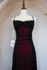Stylish Sheath Spaghetti Straps Burgundy Long Prom Dress with Criss Cross Back