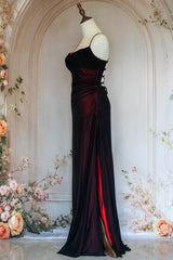 Stylish Sheath Spaghetti Straps Burgundy Long Prom Dress with Criss Cross Back