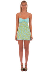 Trendy A Line Halter Neck Mint Green Short Homecoming Dress with Ruffles