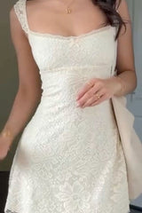 Trendy A Line Sweetheart Light Yellow Lace Short Homecoming Dress