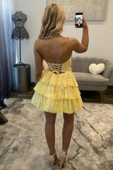 Trendy Homecoming Dress with Beaded Bodice and Layered Ruffle Skirt