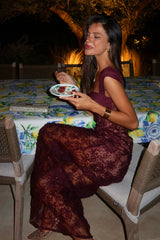 Trendy Mermaid Sweetheart Burgundy Long Party Dress with Lace