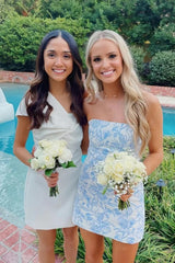 Trendy Light Blue Strapless Short Homecoming Dress in Sheath Style