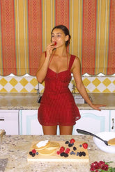 Vintage Red Polka Dot Halter Mini Slim Fit Homecoming Dress