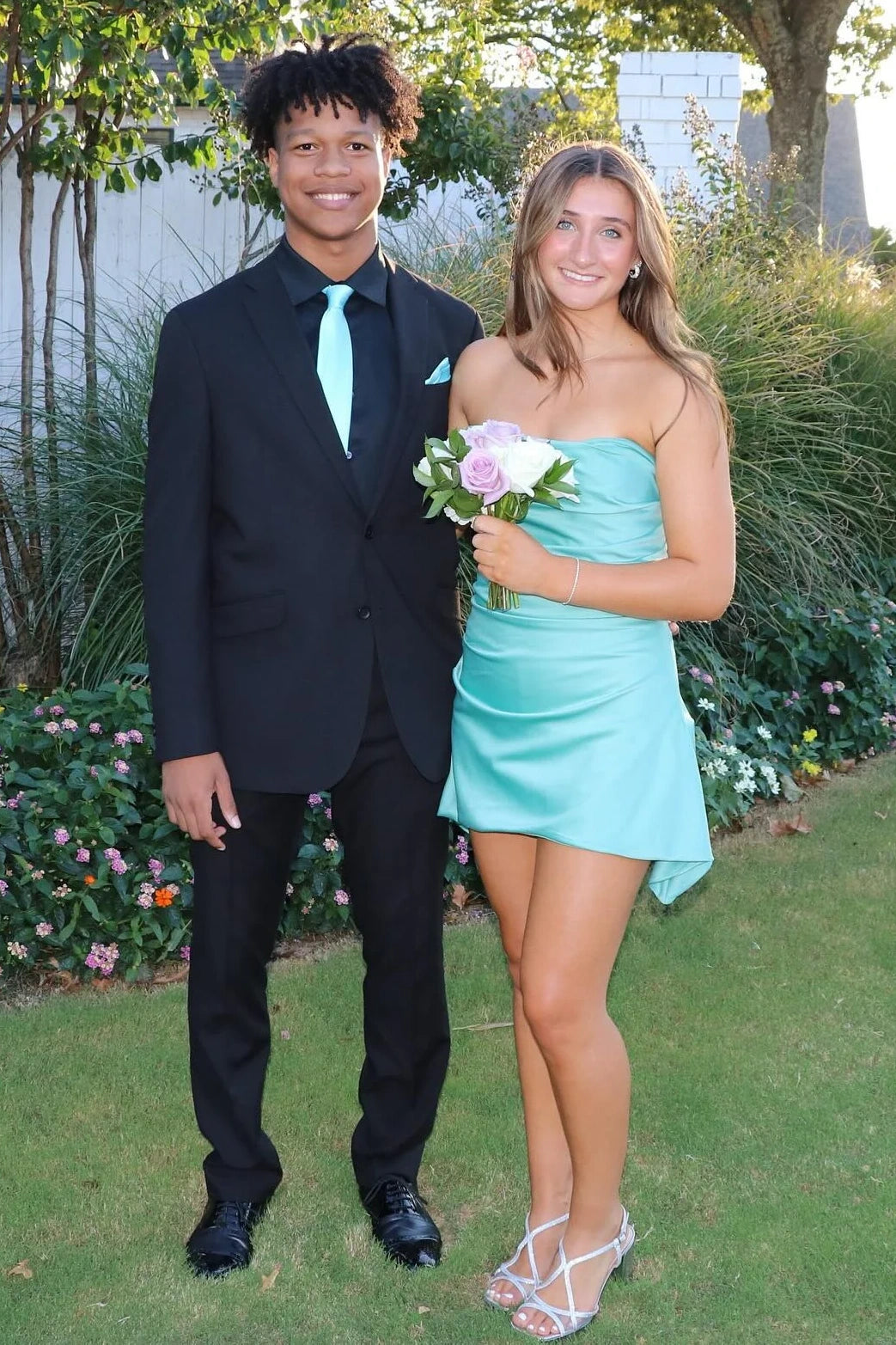 Pretty A Line Strapless Pink Satin Short Homecoming Dress