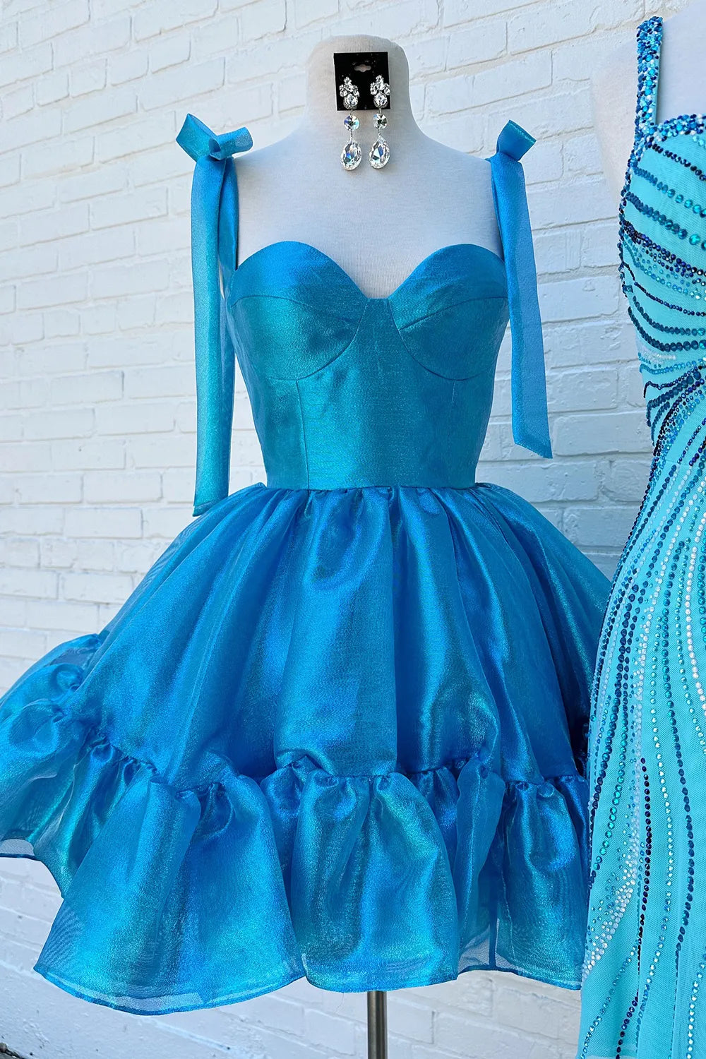 Charming A-Line Organza Mini Dress with Ribbon Straps Barbie Inspired Homecoming Dress
