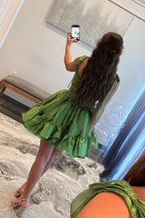 Charming A-Line Organza Mini Dress with Ribbon Straps Barbie Inspired Homecoming Dress