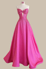Bright Fuchsia Prom Gown with Rhinestone Embellishment and Elegant Full A-Line Skirt
