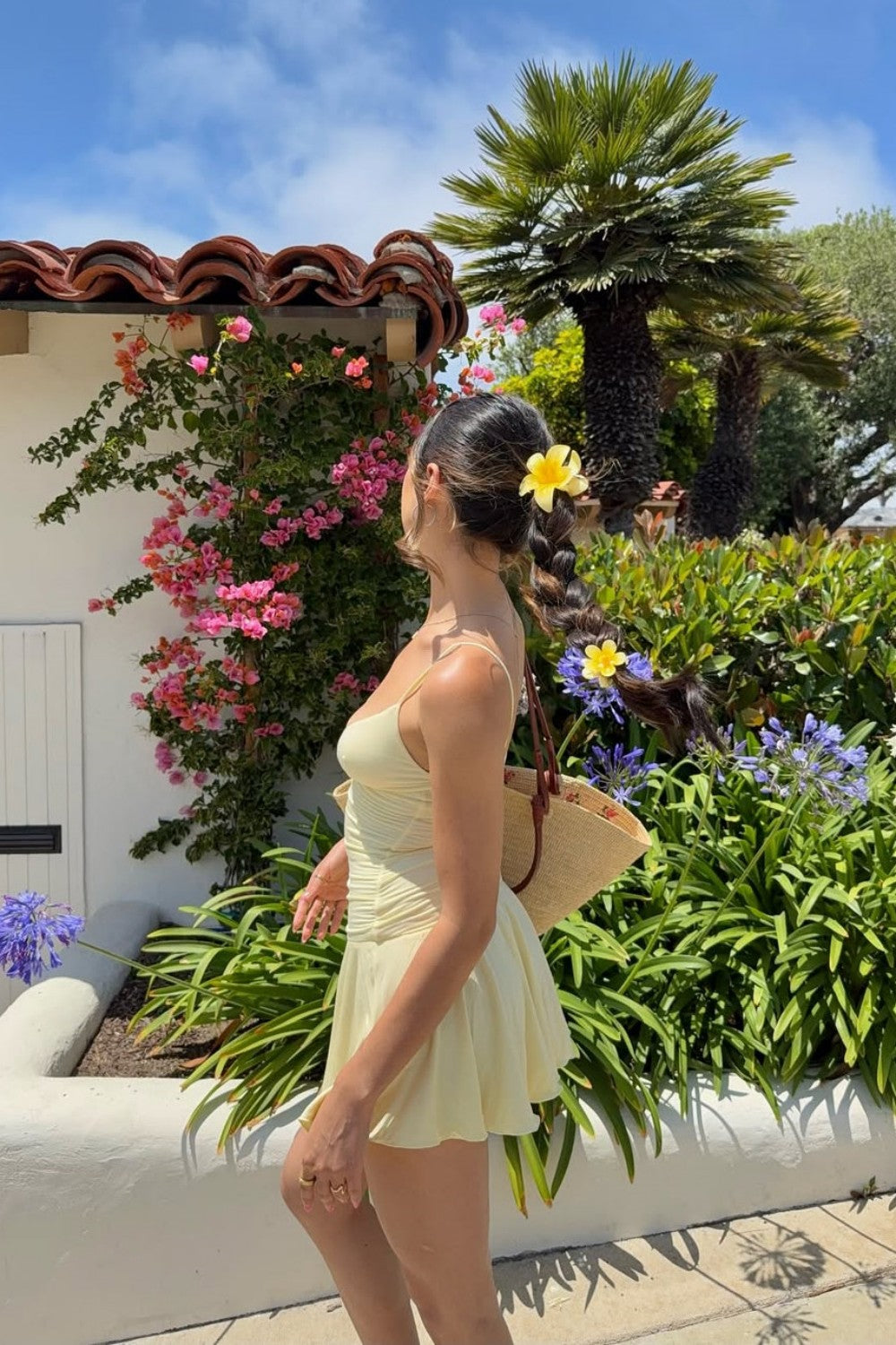 Butter Yellow Ruched Plunging Spaghetti Strap Homecoming Dress