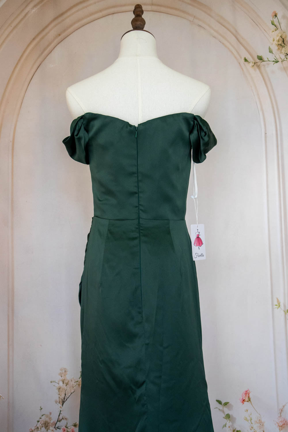 Charming Mermaid Off the Shoulder Green Long Prom Dress with Split Front