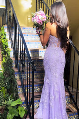 Charming Mermaid Sweetheart Lilac Long Prom Dress with Appliques