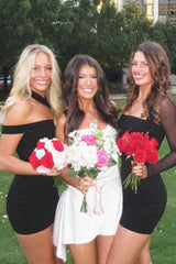 Chic A Line Spaghetti Straps White Short Homecoming Dress with Ruched