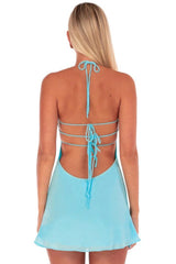 Trendy A Line Spaghetti Straps Light Blue Short Homecoming Dress with Sequins