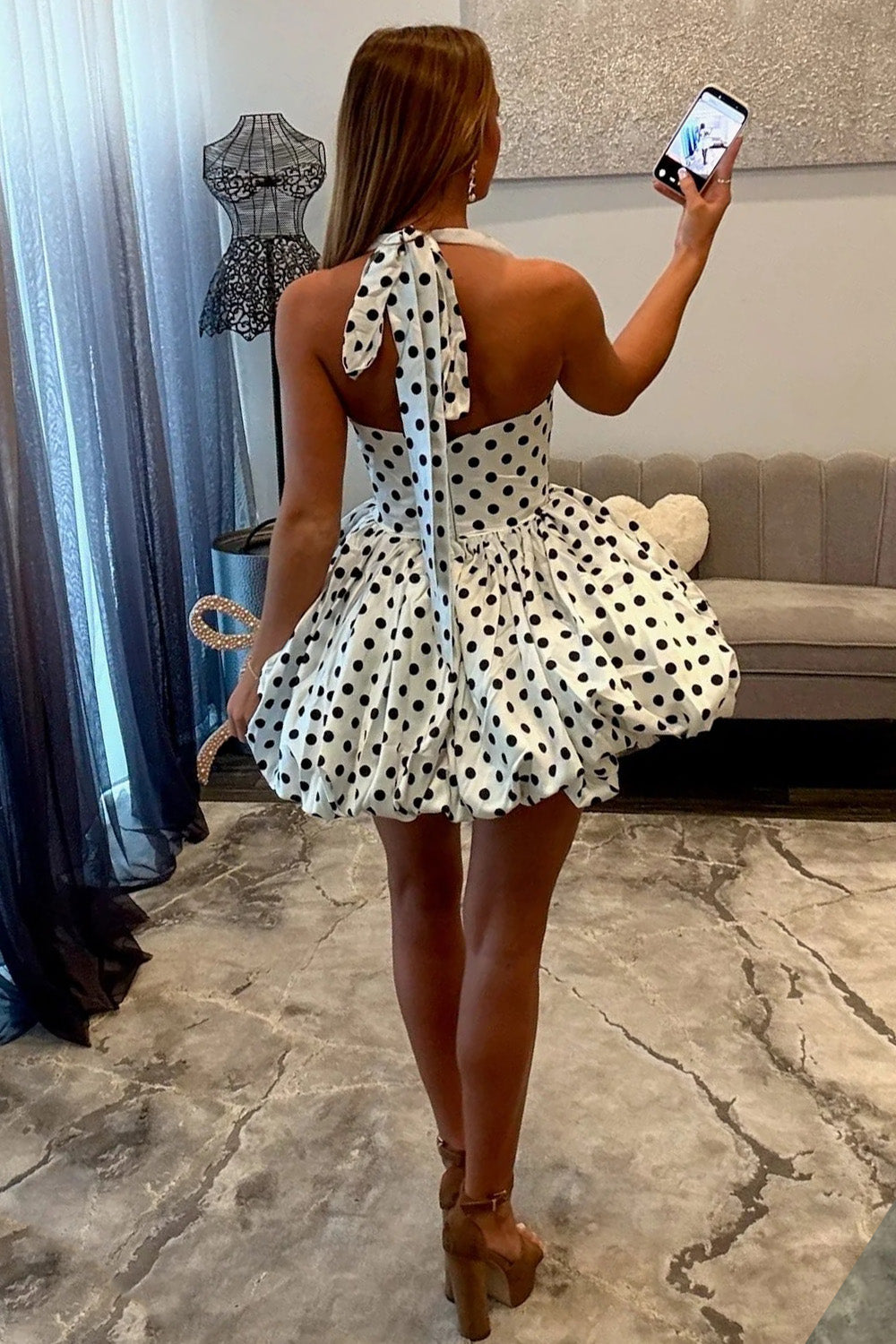 bubble skirt homecoming dress Furlla Women Chic Vintage-Inspired Polka Dot Halter Corset – Furlla Official cheetah print skirt