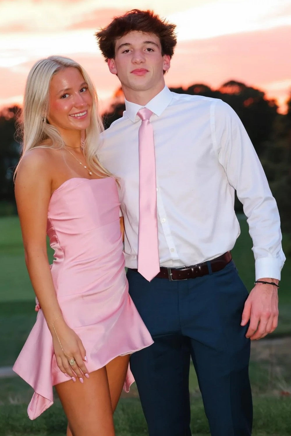 Pretty A Line Strapless Pink Satin Short Homecoming Dress