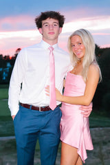 Pretty A Line Strapless Pink Satin Short Homecoming Dress