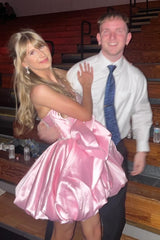 Cute A Line Sweetheart Pink Corset Homecoming Dress with Beading