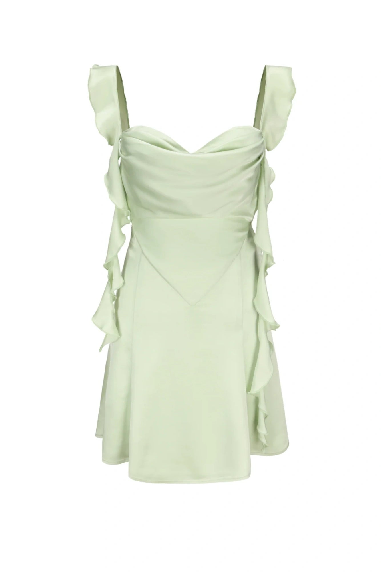 Blush Pink Ruffle Strap Mini Homecoming Dress with Side Cutouts