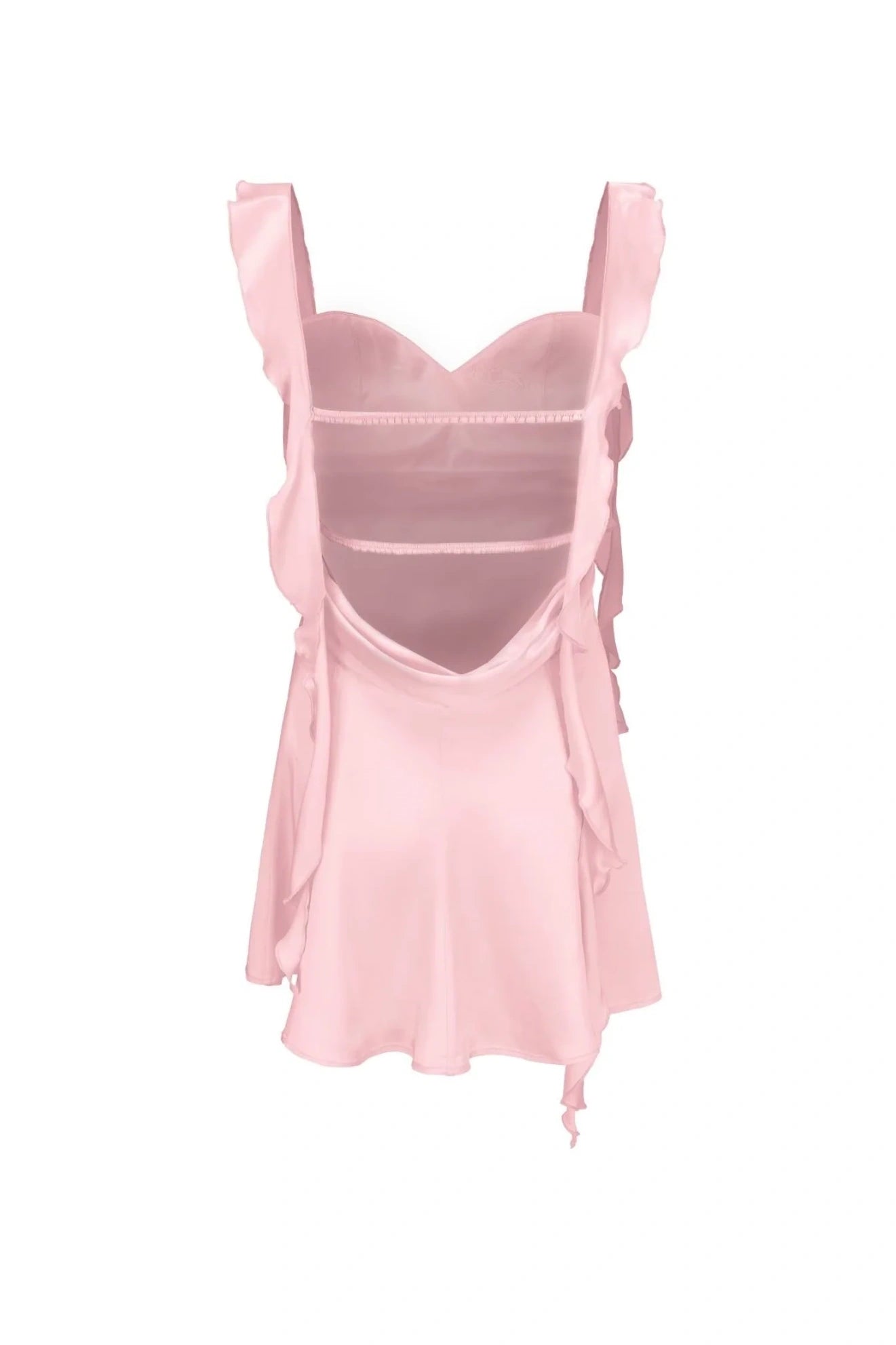 Blush Pink Ruffle Strap Mini Homecoming Dress with Side Cutouts