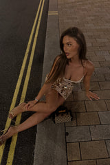 Dazzling Gold Sequin Spaghetti Straps Bodycon Mini Homecoming Dress
