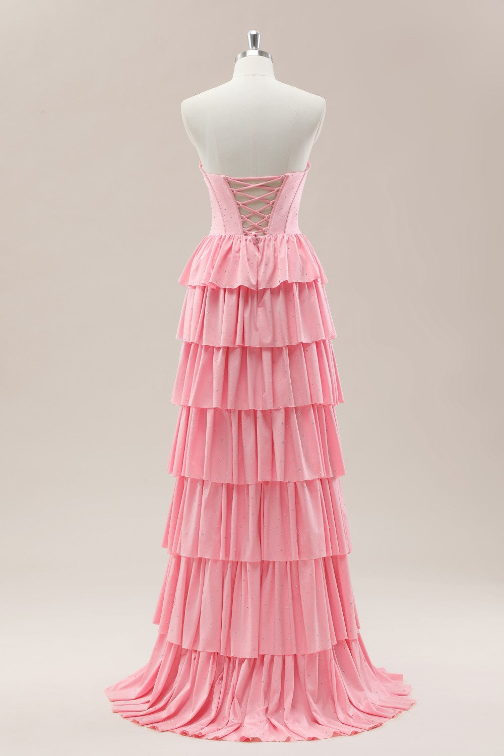 Pink Ruffle Gown Furlla Women Dreamy Pink Sweetheart Gown with Cascading Layered Ruffles ...