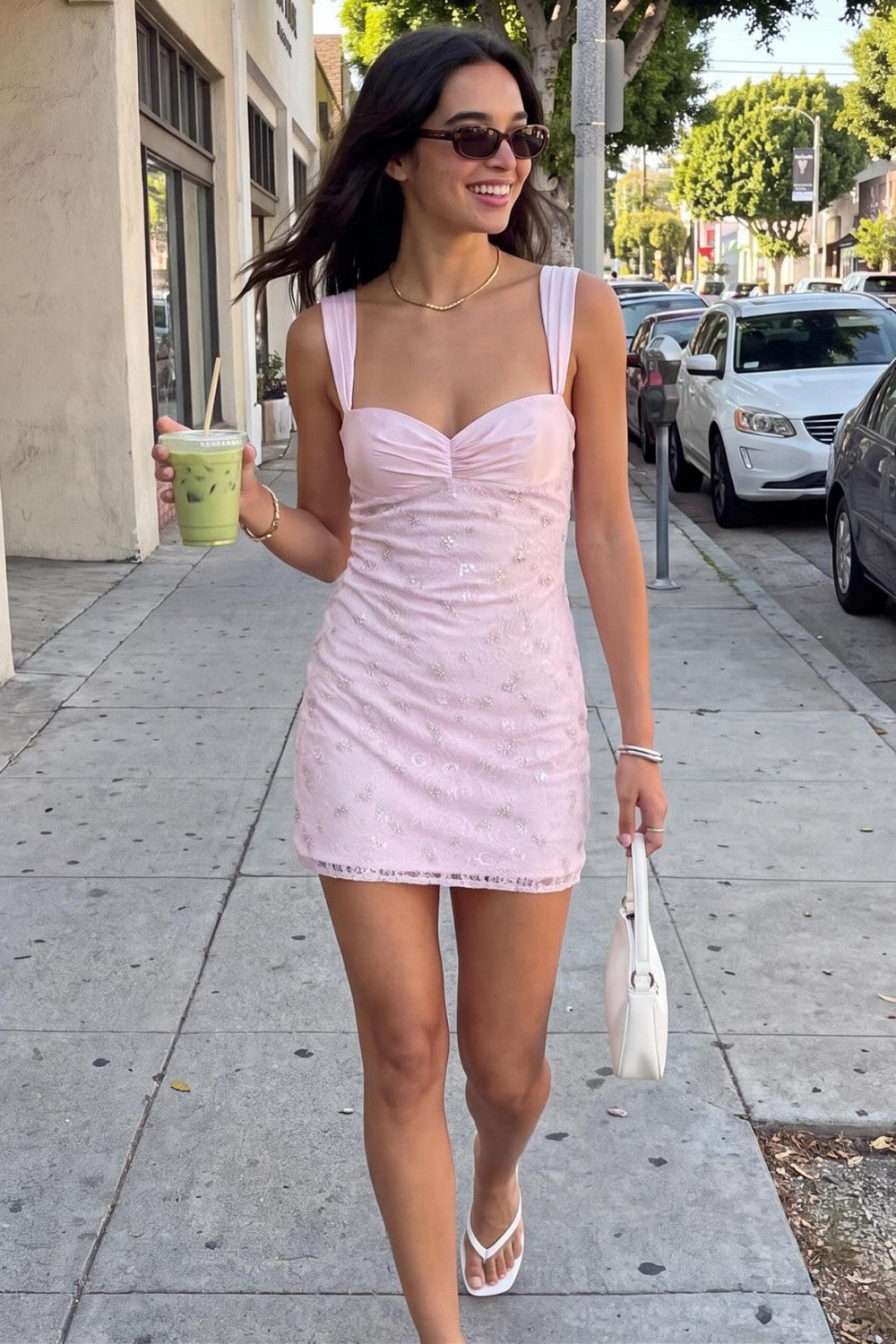 Elegant Light Pink Mini Homecoming Dress with Ruched Bodice and Lace Detail