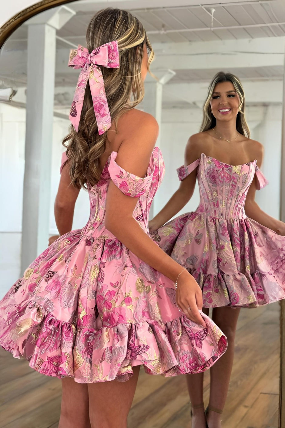 homecoming dresses fort myers fl Purple Short Prom Dresses A Line Tiered V-Neck Homecoming Dress main image 1