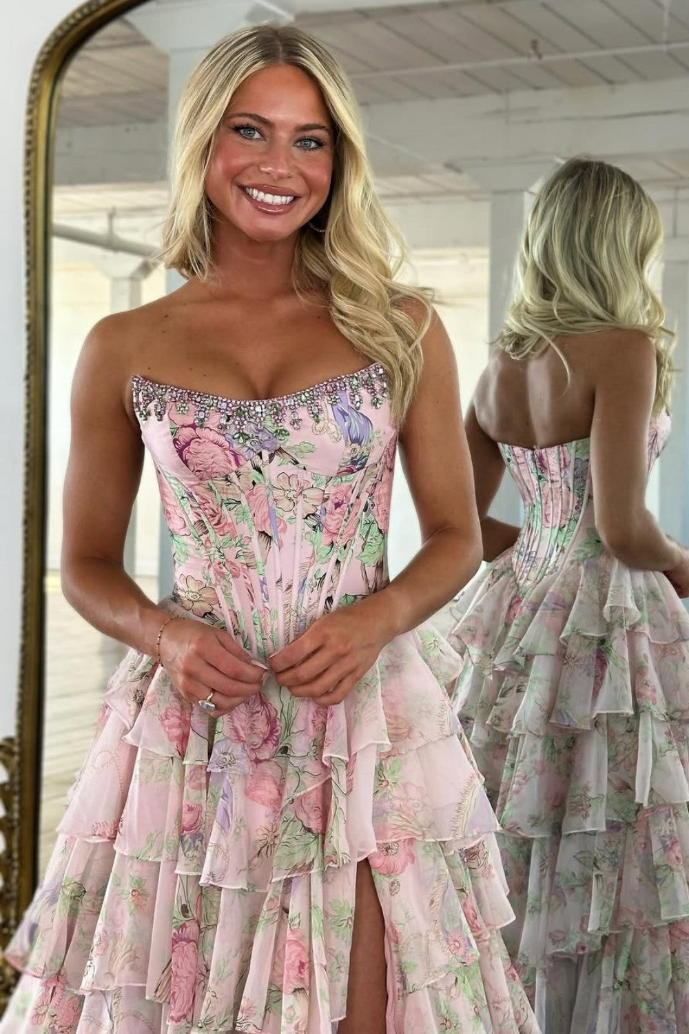 fitted floral a line dress Halter Neckline A Line Dress 57726