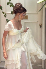Trendy A Line Sweetheart Ivory Short Homecoming Dress with Ruffles