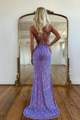 Sparkly Sequin Prom Party Dress with Open Back and Long Silhouette