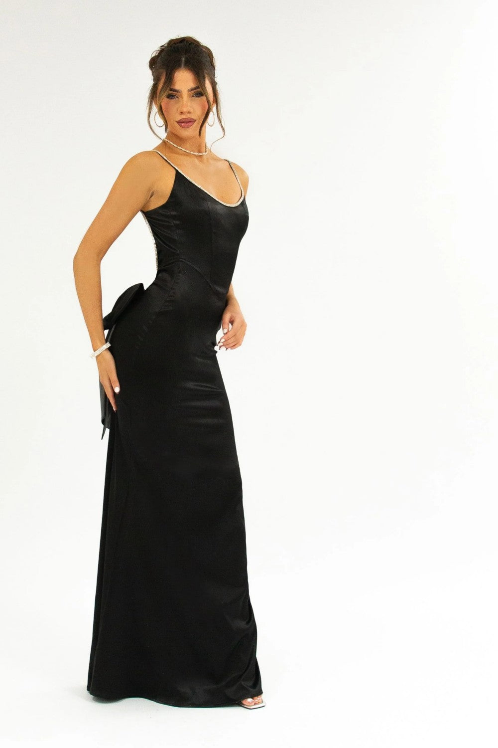 Stylish Mermaid Spaghetti Straps Pink Long Prom Dress with Bowknot