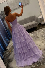 Lovely Sweetheart A-Line Corset Ruffle Prom Dress with High Slit and Appliques