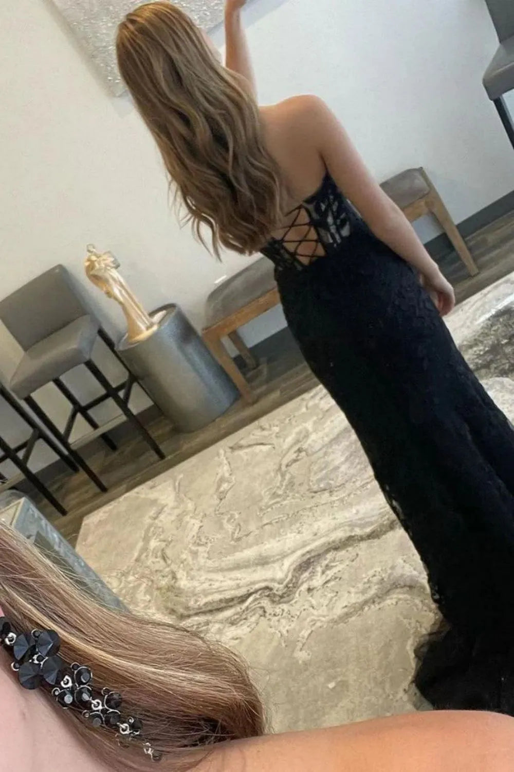 Stunning Mermaid Sweetheart Lilac Long Lace Corset Prom Dress with Appliques
