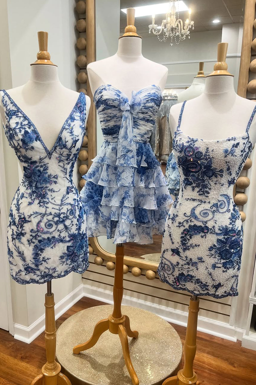 Floral A-Line Ruffle Tiered Short Homecoming Dress with Bow Detail