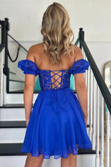 Cute Sweetheart A-Line Short Dress Lace Up Back with Detachable Sleeves Homecoming Dress