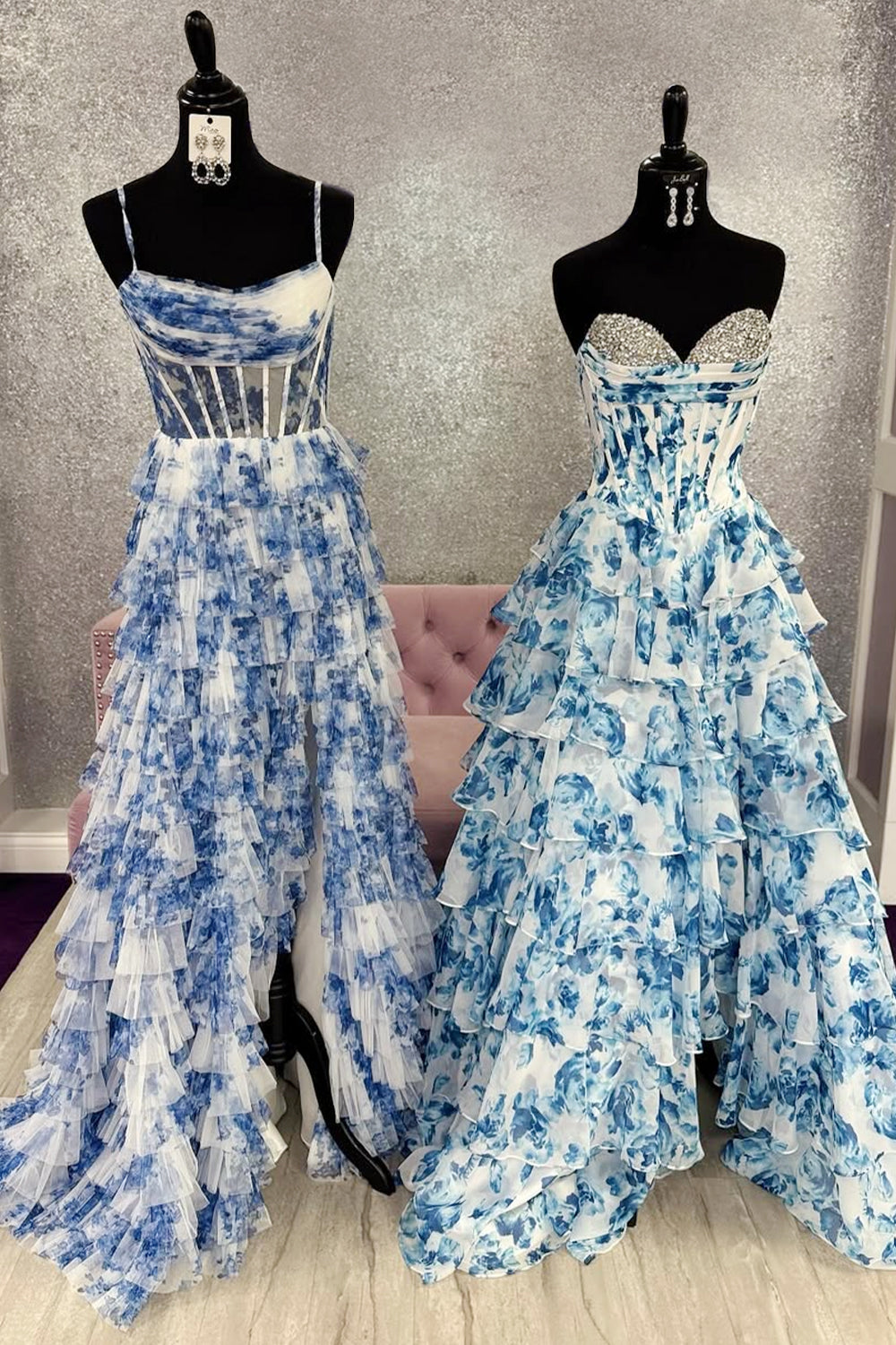 Furlla Women Watercolor Floral Strapless Prom Dress with Sweetheart Tiered Chiffon Train Furlla Official Furlla Women Watercolor Floral Strapless Prom Dress with Sweetheart Tiered Chiffon Train Furlla Official
