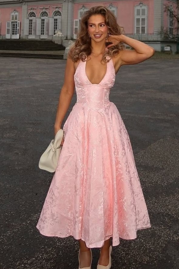 slim fit dress slacks Ladivine CDS547 Sheer Tulle Halter Gown with Tonal Beads and Sequins Blue / 6 main image 1