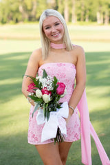Pretty Sheath Strapless Light Pink Short Homecoming Dress with Embroidery Sequins