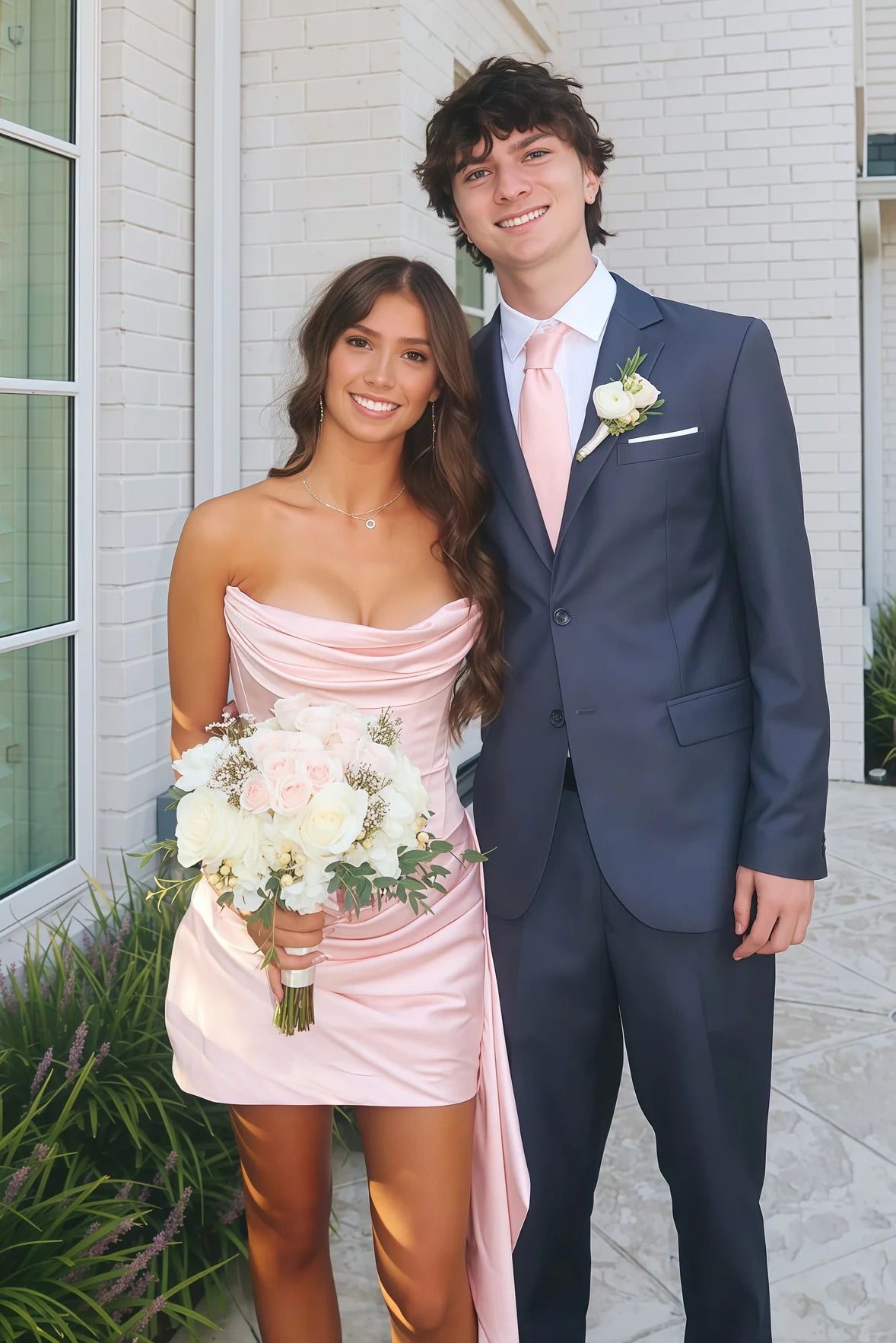 Princess Sheath Strapless Light Pink Corset Homecoming Dress with Ruched