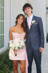 Princess Sheath Strapless Light Pink Corset Homecoming Dress with Ruched