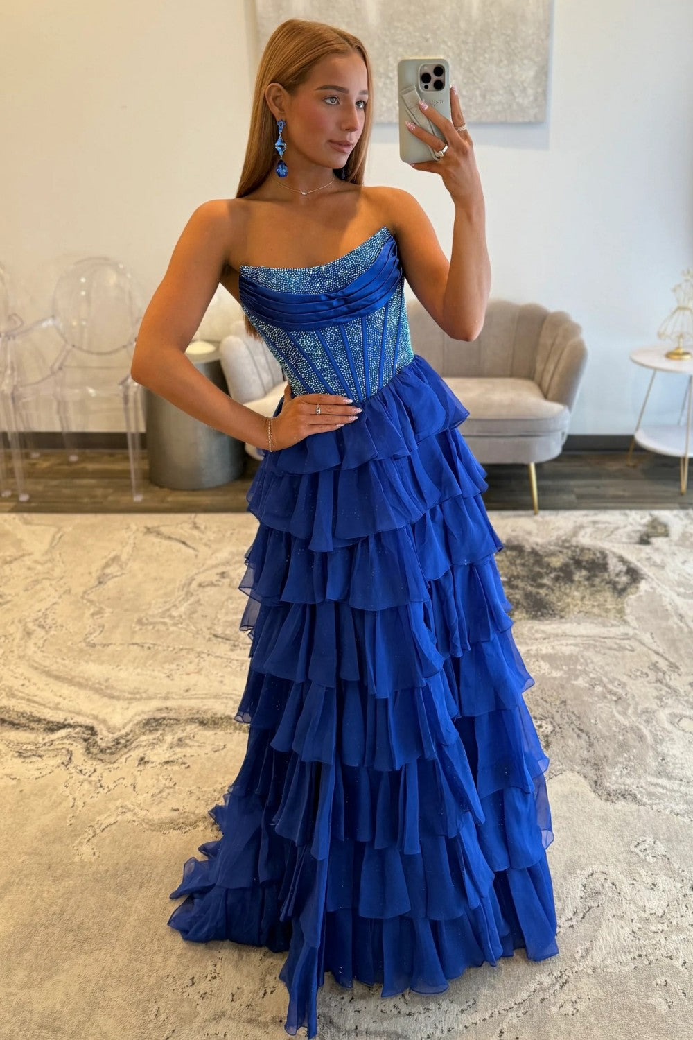 Red Ruffle Bottom Prom Dress Furlla Women Romantic Red Strapless Tiered Ruffle Prom Dress with ...