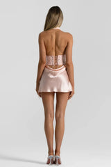 Romantic Stylish Halter Homecoming Dress with Crystal Beaded Corset Top