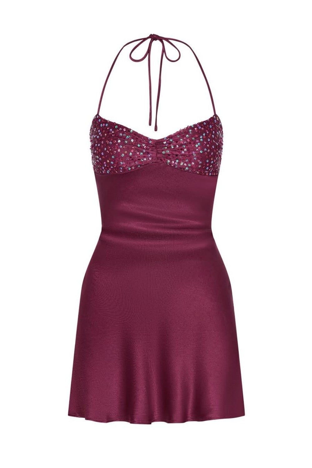 Satin Ruched Bust Lace Up  Mini Homecoming Dress with Sequin