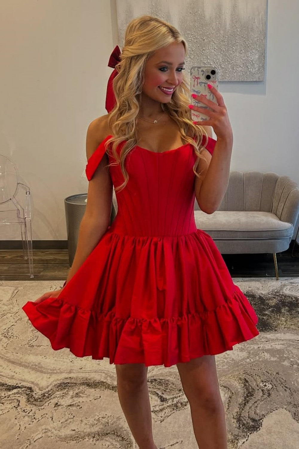 Furlla Women Simple A-Line Off The Shoulder Zipper Back Short Satin Homecoming Dress Furlla Official Furlla Women Simple A-Line Off The Shoulder Zipper Back Short Satin Homecoming Dress Furlla Official