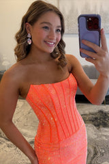 Sparkly Mermaid Strapless Light Blue Corset Prom Dress with Beading