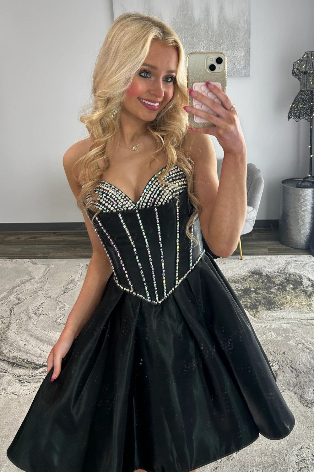 Furlla Women Black Strapless Corset Homecoming Dress with Tulle Skirt and Statement Bows Furlla Official Furlla Women Black Strapless Corset Homecoming Dress with Tulle Skirt and Statement Bows Furlla Official